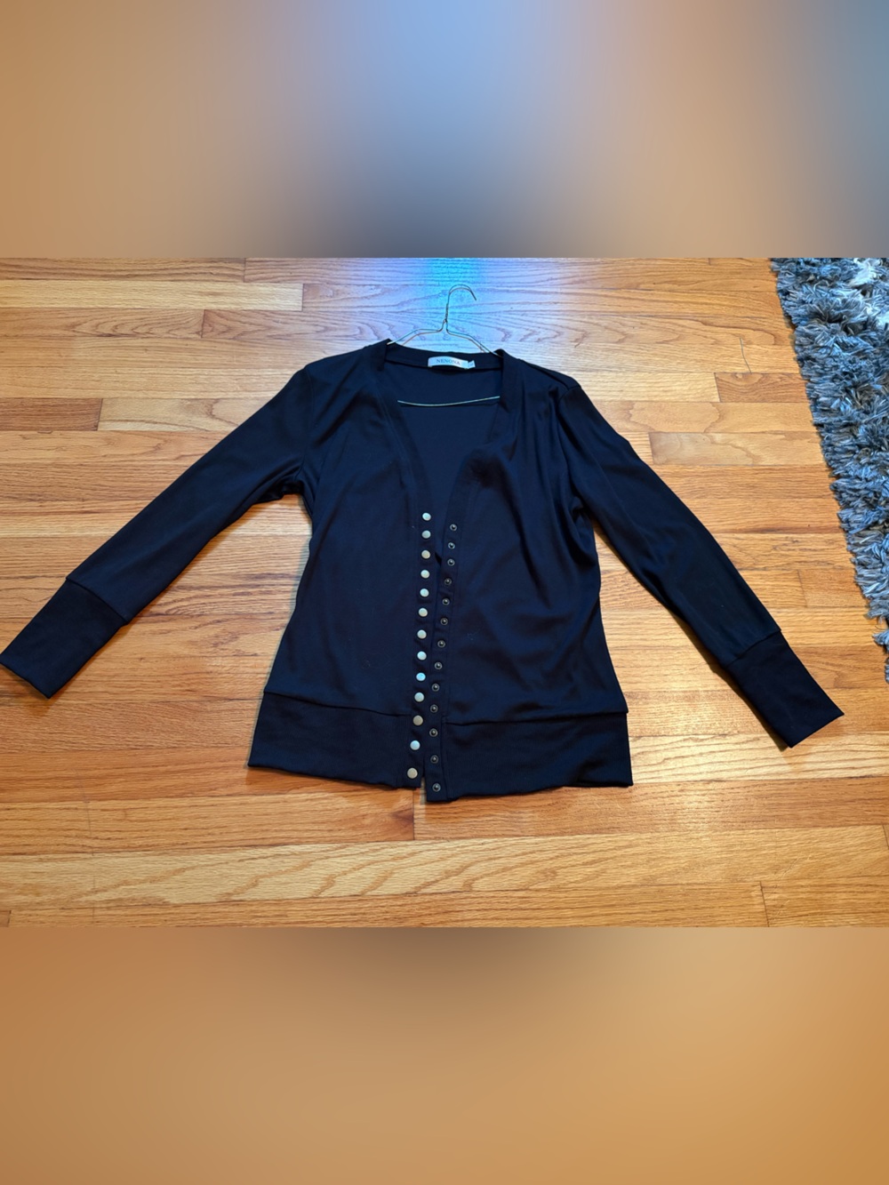 Classic Black Long-Sleeve Snap-Front Women's Cardigan